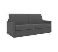 Canapé 4 places convertible express en tissu gris - Couchage à lattes larges 160 cm - Matelas 14 cm CALIFE