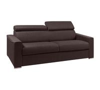 Canapé 4 places convertible express en tissu marron avec assise mémoire de forme - Couchage lattes larges 160 cm - Matelas 22 cm mémoire de forme VIZIR