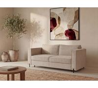 Canapé 4 places convertible express en tissu texturé beige - Couchage 160 cm - Matelas 20 cm - ELORYA