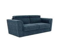 Canapé 4 places convertible express en tissu texturé bleu - Couchage à lattes larges 160 cm - Matelas 18 cm - RIZORA