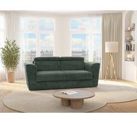 Canapé 4 places convertible express en tissu texturé vert - Couchage 160 cm - Matelas 18 cm - RIZORA