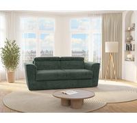 Canapé 4 places convertible express en tissu texturé vert - Couchage à lattes larges 160 cm - Matelas 22 cm avec mémoire de forme - RIZORA