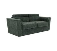 Canapé 4 places convertible express en tissu texturé vert - Couchage à lattes larges 160 cm - Matelas 22 cm avec mémoire de forme - RIZORA
