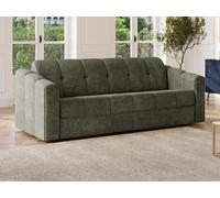 Canapé 4 places convertible express en tissu texturé vert kaki - Couchage lattes larges 160 cm - Matelas 18 cm - DARIELO