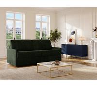 Canapé 4 places convertible express en tissu vert sapin - Couchage 160 cm - Matelas 14 cm CALIFE