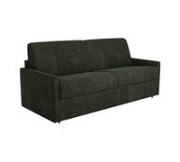 Canapé 4 places convertible express en tissu vert sapin - Couchage 160 cm - Matelas 18 cm CALIFE