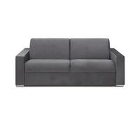 Canapé 4 places convertible express en velours anthracite - Couchage lattes larges 160 cm - Matelas 14 cm avec mémoire de forme CALITO