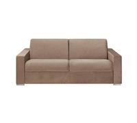 Canapé 4 places convertible express en velours beige - Couchage 160 cm - Matelas 22 cm avec mémoire de forme CALITO