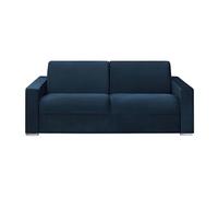 Canapé 4 places convertible express en velours bleu nuit - Couchage 160 cm - Matelas 18 cm CALITO
