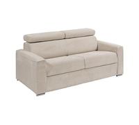 Canapé 4 places convertible express en velours côtelé beige avec assise mémoire de forme - Couchage 160 cm - Matelas 22 cm mémoire de forme VIZIR
