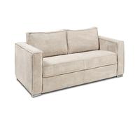 Canapé 4 places convertible express en velours côtelé beige - Couchage à lattes larges 160 cm - Matelas 22 cm avec mémoire de forme LORETO