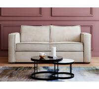 Canapé 4 places convertible express en velours côtelé beige - Couchage à lattes larges 160 cm - Matelas 22 cm avec mémoire de forme LORETO