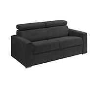 Canapé 4 places convertible express en velours côtelé gris - Couchage 160 cm - Matelas 14 cm - VIZIR