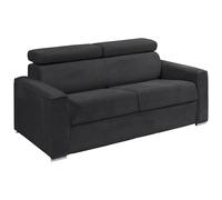 Canapé 4 places convertible express en velours côtelé gris - Couchage 160 cm - Matelas 14 cm - VIZIR