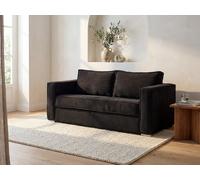 Canapé 4 places convertible express en velours côtelé noir - Couchage 160 cm - Matelas 18 cm LORETO