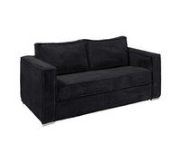 Canapé 4 places convertible express en velours côtelé noir - Couchage 160 cm - Matelas 18 cm LORETO