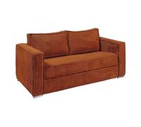 Canapé 4 places convertible express en velours côtelé terracotta - Couchage 160 cm - Matelas 18 cm LORETO