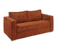 Canapé 4 places convertible express en velours côtelé terracotta - Couchage 160 cm - Matelas 18 cm LORETO