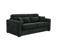 Canapé 4 places convertible express en velours côtelé vert - Couchage à lattes larges 160 cm - Matelas 16 cm - MONDOVI