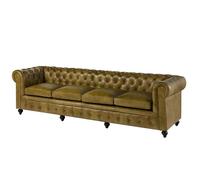 Canapé 4 places en cuir véritable vert CHESTERFIELD #304|Massivmoebel24|