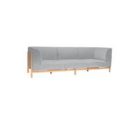 Canapé 4 places en tissu gris, assise polyester, pieds chêne, fixe, uni - Hübsch, Moment - 257x89x80 cm