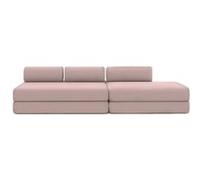 Canapé 5 places - 2 modules convertibles : Canapé 3 places + Canapé 2 places - Tissu lisse Rose Rose