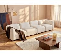 Canapé 5 places modulable en tissu bouclette blanc cassé DANEPI