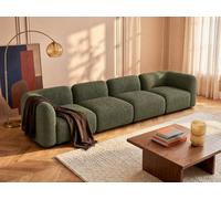 Canapé droit modulable DANEPI 5 places en tissu bouclette vert
