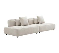 Canapé 5 places ouvert modulable en tissu chenille beige LELACO