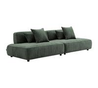 Canapé 5 places ouvert modulable en tissu chenille vert LELACO