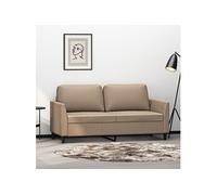 vidaXL Canapé 2 places Causeuse 140 cm – Dossier rembourré, accoudoirs – Similicuir Cappuccino