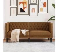 vidaXL Canapé 2 places Chesterfield Similicuir daim Marron