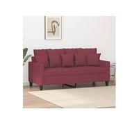 vidaXL Canapé 2 places en tissu 140 cm avec oreillers, accoudoirs rembourrés – Rouge bordeaux
