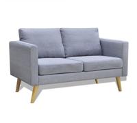 Canapé À 2 Places Tissu Gris Clair