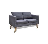 vidaXL Canapé Chesterfield 2 Place Tissu Gris Foncé Salle de Séjour Salon Sofa 242220
