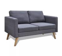 Canapé À 2 Places Tissu Gris Foncé