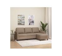 vidaXL Canapé à 3 Places avec Repose-Pieds Cappuccino 180cm Similicuir, canapé, canapé avec Repose-Pieds, canapé Trois Places, canapé 3 Places