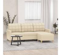 Canapé à 3 places avec repose pieds Crème 180 cm Tissu Beige G