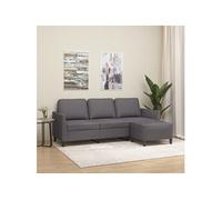 vidaXL Canapé à 3 places avec repose-pieds Gris 180 cm Similicuir, canapé, canapé avec repose-pieds, canapé trois places, 3201124