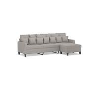 Canapé à 3 places avec repose-pieds Gris clair 210 cm Tissu