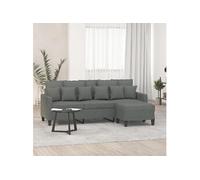 VidaXL Canapé 3 places avec Repose-pieds - Gris foncé