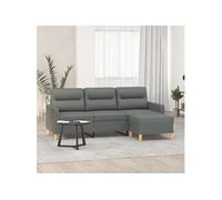 vidaXL Canapé à 3 places avec repose-pieds Gris foncé 180 cm Tissu
