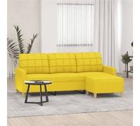 vidaXL - Canapé 3 places avec repose-pieds Jaune clair