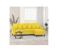 Canapé à 3 places avec repose-pieds Jaune clair 180 cm Tissu3201094