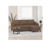 vidaXL Canapé à 3 places 3201138 avec repose-pieds, tissu marron 180 cm