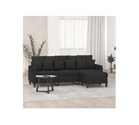 Canapé à 3 places avec repose-pieds Noir 180 cm Tissu3201093