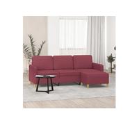 vidaXL Canapé à 3 places avec repose-pieds Rouge bordeaux 180 cm Tissu