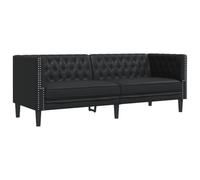 vidaXL Canapé à 3 places Chesterfield noir similicuir 372666