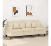 Canapé à 3 places Crème 180 cm Tissu Crème G