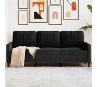 vidaXL Canapé 3 places 4007639 – Velours noir 180 cm